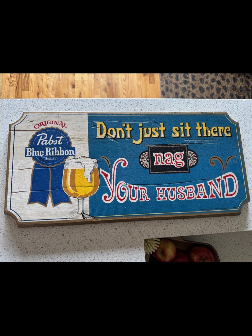 1970s Pabst Blue Ribbon Vintage Wall Sign - Blue, White, Yellow